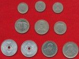 Lot 10 monede: 2 din Mauritius, 2 din Regatul Laos, 6 din Republica Dominicana