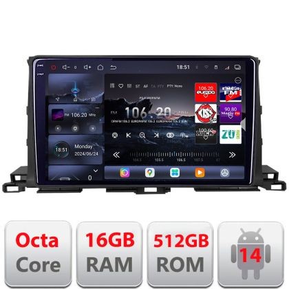 Navigatie Toyota Highlander 2013-2018 Android radio gps internet 8 core QLED 2K 16+512 360 Edotec CarStore Technology