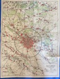 BUCURESTI CU IMPREJURIMILE,HARTA VECHE INTERBELICA/LITOGRAFIA ,,SOCEC &amp; Co&quot;1932