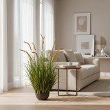 Planta artificiala iarba ornamentala cu spice tip coada de pisica, 90 cm