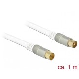 Cablu antena IEC Plug la IEC Jack RG-6/U 1m Premium Alb, Delock 89411