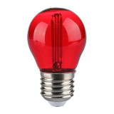 Bec LED G45 E27 2W cu filament lumina rosie V-tac SKU-217413, Vtac