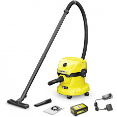 Aspirator umed-uscat Karcher cu acumulator WD 2-18 V Battery Set 1.628-501.0, 225 W, Aspirare umeda si uscata, Baterie de 18V, Recipient 12 L, Furtun