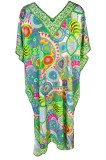 Rochie tip poncho MTL23 dama, Dacali, verde, one size, Matase