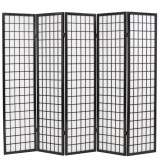 Cumpara ieftin Paravan pliabil cu 5 panouri, stil japonez, 200x170 cm, Negru
