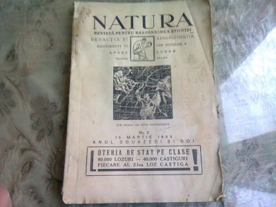 REVISTA NATURA NR.3/1933 foto