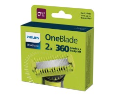 Rezerva OneBlade QP624 50, set fata si Corp: 2 lame 360 + 2 accesorii (pieptene pentru corp si accesoriu pentru protectie a zonelor intime sensibile).