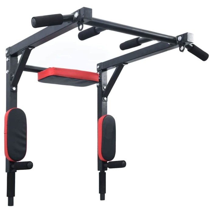 VidaXL Stație pentru tracțiuni și dips Negru, Roșu 89 x 59 x 70 cm