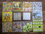 (3) Lot 12 șervețele vintage de colecție &ndash; Modele de primavara / Pasti - modele deosebite