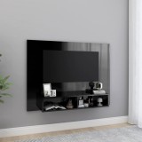 vidaXL Comodă TV de perete, negru extralucios, 120x23,5x90 cm, PAL 808276