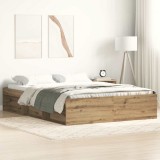Gossi cadru pat fara saltea stejar artisan 120x190cm lemn prelucrat
