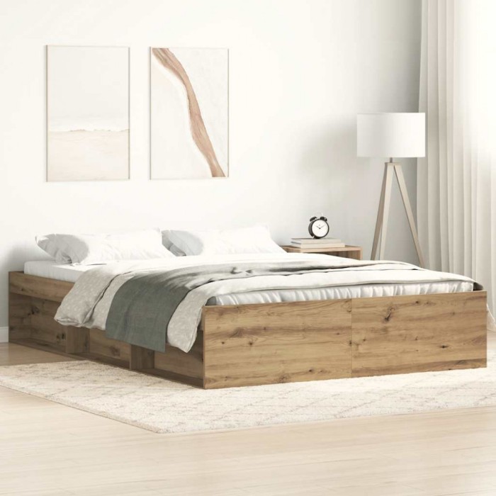 vidaXL Cadru pat fără saltea Stejar Artisan 120x200cm Lemn prelucrat