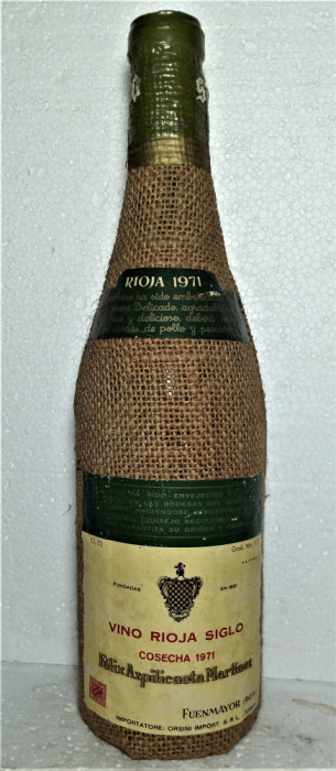 R. 101, VIN RIOJA SIGLO FELIX AZPILIECUETA Recoltare 1971 CL 72 GR. 11,8