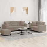 vidaXL Set de canapele cu perne, 3 piese, gri taupe, microfibră