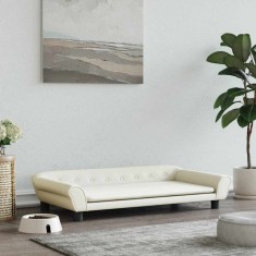 vidaXL Pat de c&acirc;ini, crem, 100x50x21 cm, catifea