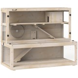 PawHut Cușcă pentru hamster, 3 niveluri, căsuță, accesorii, 100 x 50 x 84 cm, pentru mai multe animale mici, lemn, plastic | Aosom Romania