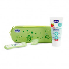 Set periuta de dinti cu capac si pasta de dinti Chicco G-4025, Verde foto