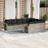 vidaXL Set canapele de grădină cu perne 10 piese gri deschis poliratan 3253029