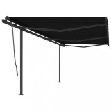 VidaXL Copertină retractabilă manual cu st&acirc;lpi, antracit, 6x3,5 m