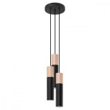 Lampă Suspendată Pablo Lemn Alb/Natural Oțel/Lemn 3 Becuri Tub Modern De Interior