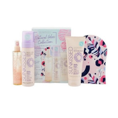 Set autobronzare, Sunkissed, Natural Glow Collection Gift Set, cu spuma autobronzanta Dark foto