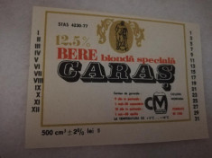 Eticheta bere Romania - CARAS - Ciclova Montana ! foto