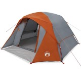 Cumpara ieftin Cabina cort de camping 4 persoane gri si portocaliu impermeabil
