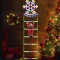 Decoratiune Mos Craciun Pe Scara, Cu Model Fulg de nea, Pentru Exterior Si Interior, 25x165 cm, Cu Lumina Led, 8 Jocuri, Conectare La Priza, Multicolo