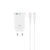 Incarcator Retea Cu Cablu USB-C XO Design CE29, 20W, 3A, 1 x USB-A - 1 x USB-C, Alb