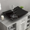 Chiuvetă dreptunghiulară preaplin &amp; gaură robinet, negru, ceramică lux 140689, vidaXL