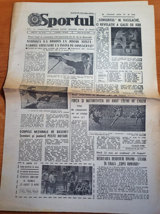 sportul 18 mai 1984-articol despre derby-ul dinamo-steaua