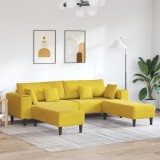 vidaXL Canapea din catifea cu pernă cu pernă 3 pcs Galben 208 cm Catifea
