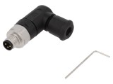 Conector M8 tată 3 PIN 90&deg; IP67 pe cablu 4A