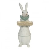Cumpara ieftin Figurina Iepuras Paste Girl din polirasina alb verde 15 cm x 13 cm x 37 h