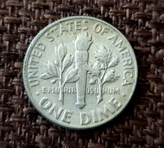 One dime 1964, SUA, fara litera, argint foto