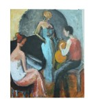 P24. Trio tanar, ne-inramat 50x60cm, acrilic pe panza, 2018, Muzica, Impresionism, RavariuArt