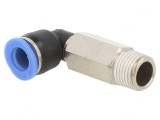 Racord Push-In Unghi 0,95-10bar Alamă Nichelată Plastic