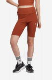 Adidas Originals pantaloni scurți femei, culoarea maro, uni, high waist IL9621-brown