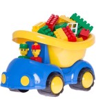 Basculanta Camion Jucarie Copii Plastic 34x22x23cm Cu Pasageri si Blocuri Constructie +3 Ani