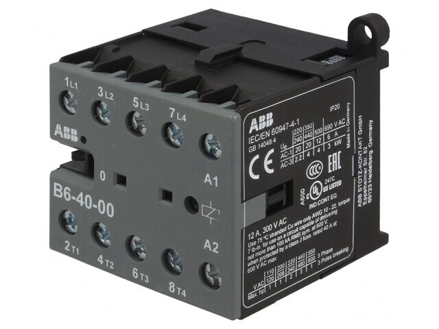 Contactor 4-pol NO 220-240V 6A B6 cu șurub