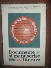 Documente si manuscrise literare vol 1- Gr. M. Alecsandrescu, C. Aristia