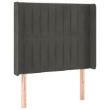 Cumpara ieftin Tablie de pat cu aripioare gri inchis 93x16x118/128 cm catifea