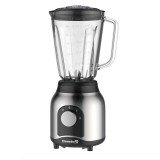 Blender Hausberg, 600 W, 1.5 L, 2 viteze, lame inox, rasnita, bol sticla, Argintiu