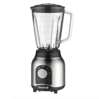 Blender Hausberg, 600 W, 1.5 L, 2 viteze, lame inox, rasnita, bol sticla, Argintiu foto