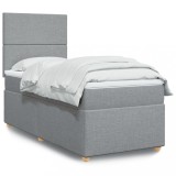 Gossi pat continental cu saltea, gri deschis, 80x200 cm, textil