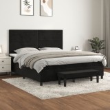 Cumpara ieftin Gossi pat box spring cu saltea, negru, 180x200 cm, catifea