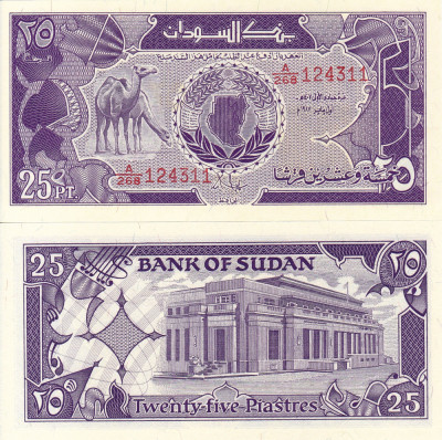 SUDAN 25 piastres 1987 UNC!!! foto
