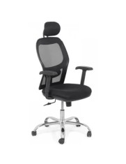 Scaun de birou OFF 989, ergonomic, mesh, mecanism sincron, brate reglabile, tetiera ajustabila, baza cromata, 110 kg