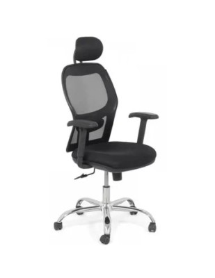 Scaun de birou OFF 989, ergonomic, mesh, mecanism sincron, brate reglabile, tetiera ajustabila, baza cromata, 110 kg foto