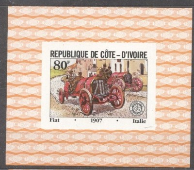 Ivory Coast 1981 Cars, Grand Prix de France, 80F, imperf. sheet, MNH S.075 foto